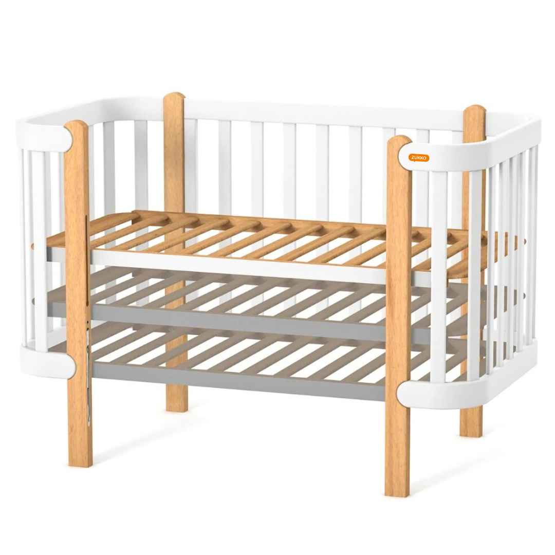 Dětská postýlka Zukko Gekko Kids 120x60. Bílá / Přírodní Buk